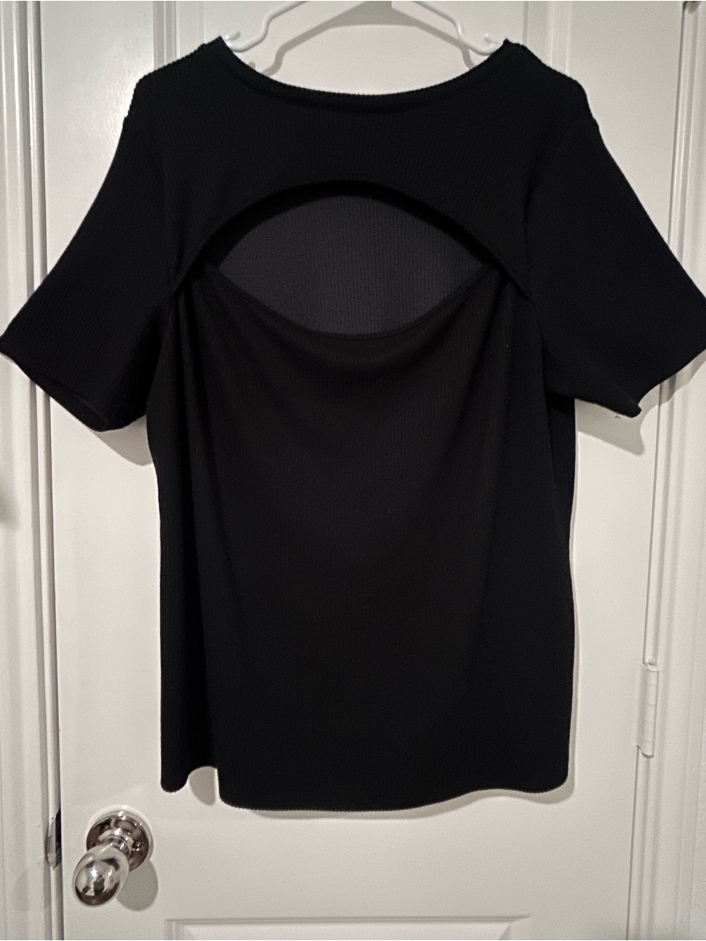 Universal Thread Black Short-Sleeve Top with Open Front Cutout